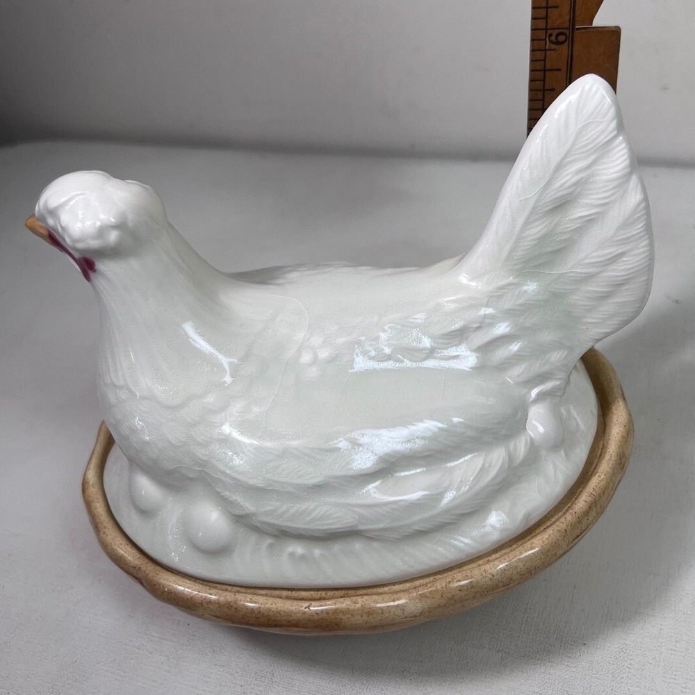 Hen‎ on Nest Egg Box Tureen Antique Staffordshire Chicken 19th Century Rare - Picture 16 of 16